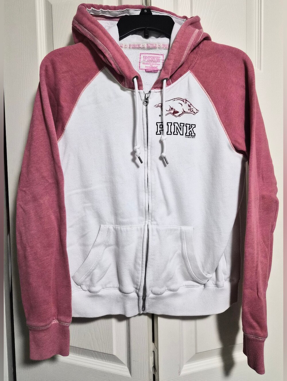 Women's Victoria's Secret PINK Arkansas Razorbacks GameDay Full Zip Hoodie Sz. L